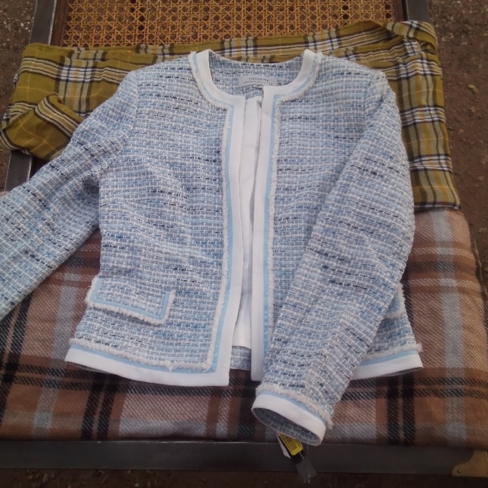 Tahari Light Blue Tweed Blazer